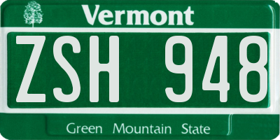 VT license plate ZSH948