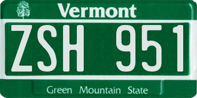 VT license plate ZSH951