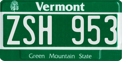 VT license plate ZSH953