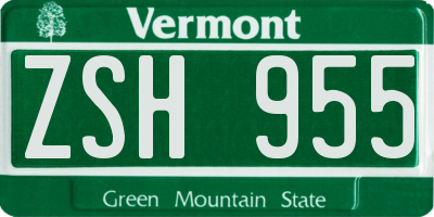 VT license plate ZSH955