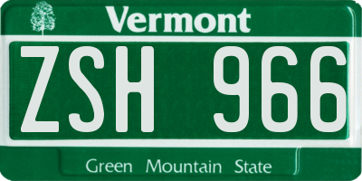 VT license plate ZSH966