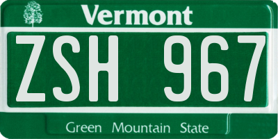 VT license plate ZSH967