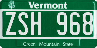 VT license plate ZSH968