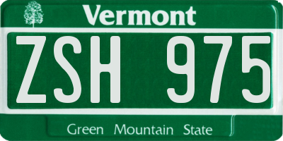 VT license plate ZSH975