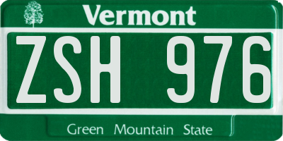 VT license plate ZSH976