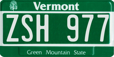 VT license plate ZSH977