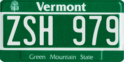 VT license plate ZSH979