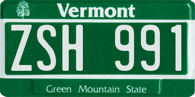 VT license plate ZSH991