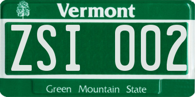 VT license plate ZSI002