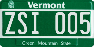 VT license plate ZSI005