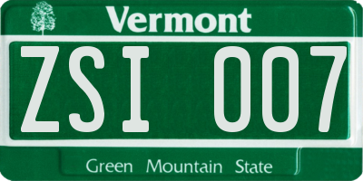 VT license plate ZSI007