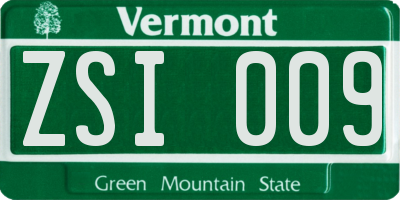 VT license plate ZSI009