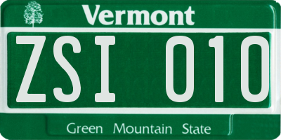 VT license plate ZSI010