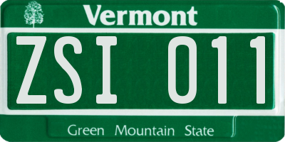 VT license plate ZSI011