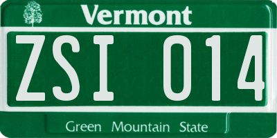VT license plate ZSI014