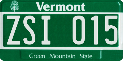 VT license plate ZSI015
