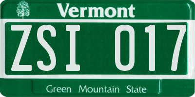 VT license plate ZSI017