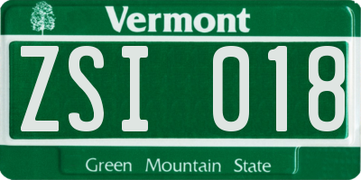 VT license plate ZSI018