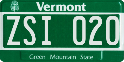 VT license plate ZSI020