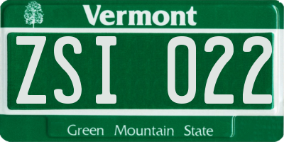 VT license plate ZSI022
