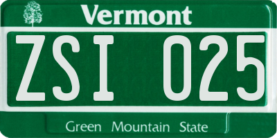 VT license plate ZSI025