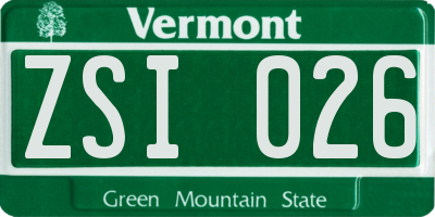VT license plate ZSI026