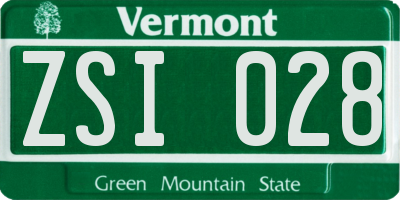 VT license plate ZSI028