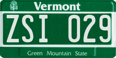 VT license plate ZSI029