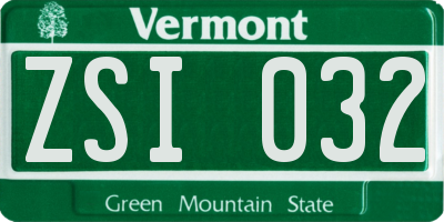 VT license plate ZSI032