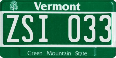 VT license plate ZSI033
