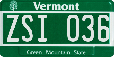 VT license plate ZSI036