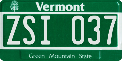 VT license plate ZSI037