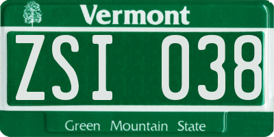 VT license plate ZSI038