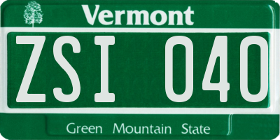 VT license plate ZSI040