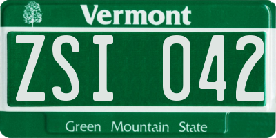 VT license plate ZSI042