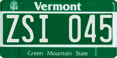 VT license plate ZSI045
