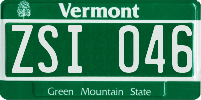 VT license plate ZSI046