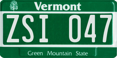 VT license plate ZSI047