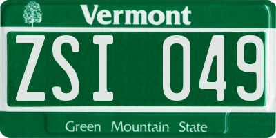 VT license plate ZSI049