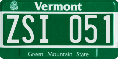 VT license plate ZSI051