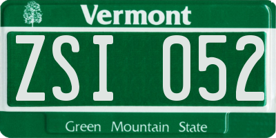 VT license plate ZSI052