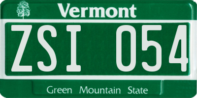 VT license plate ZSI054