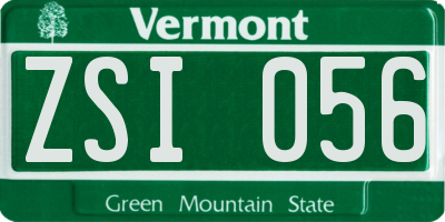 VT license plate ZSI056