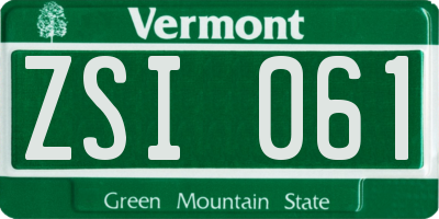 VT license plate ZSI061