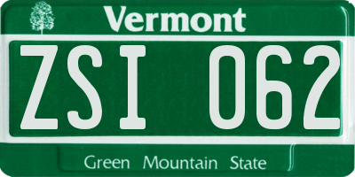 VT license plate ZSI062