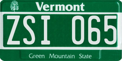 VT license plate ZSI065