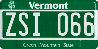 VT license plate ZSI066