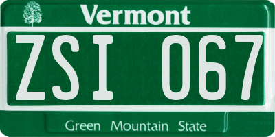 VT license plate ZSI067