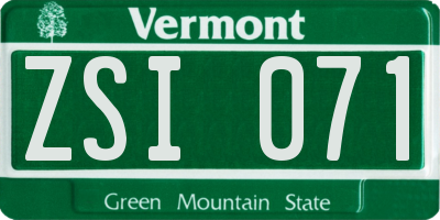VT license plate ZSI071