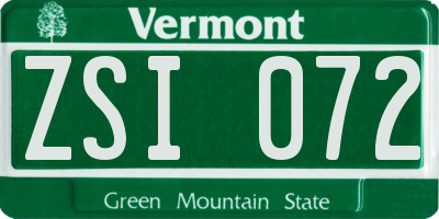 VT license plate ZSI072